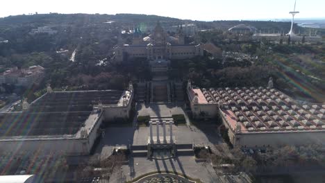 aerial view national art museum of catalonia in barcelona, spain