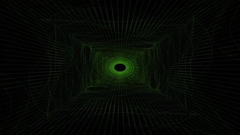 animación de túnel de bucle sin costuras de marco de alambre verde