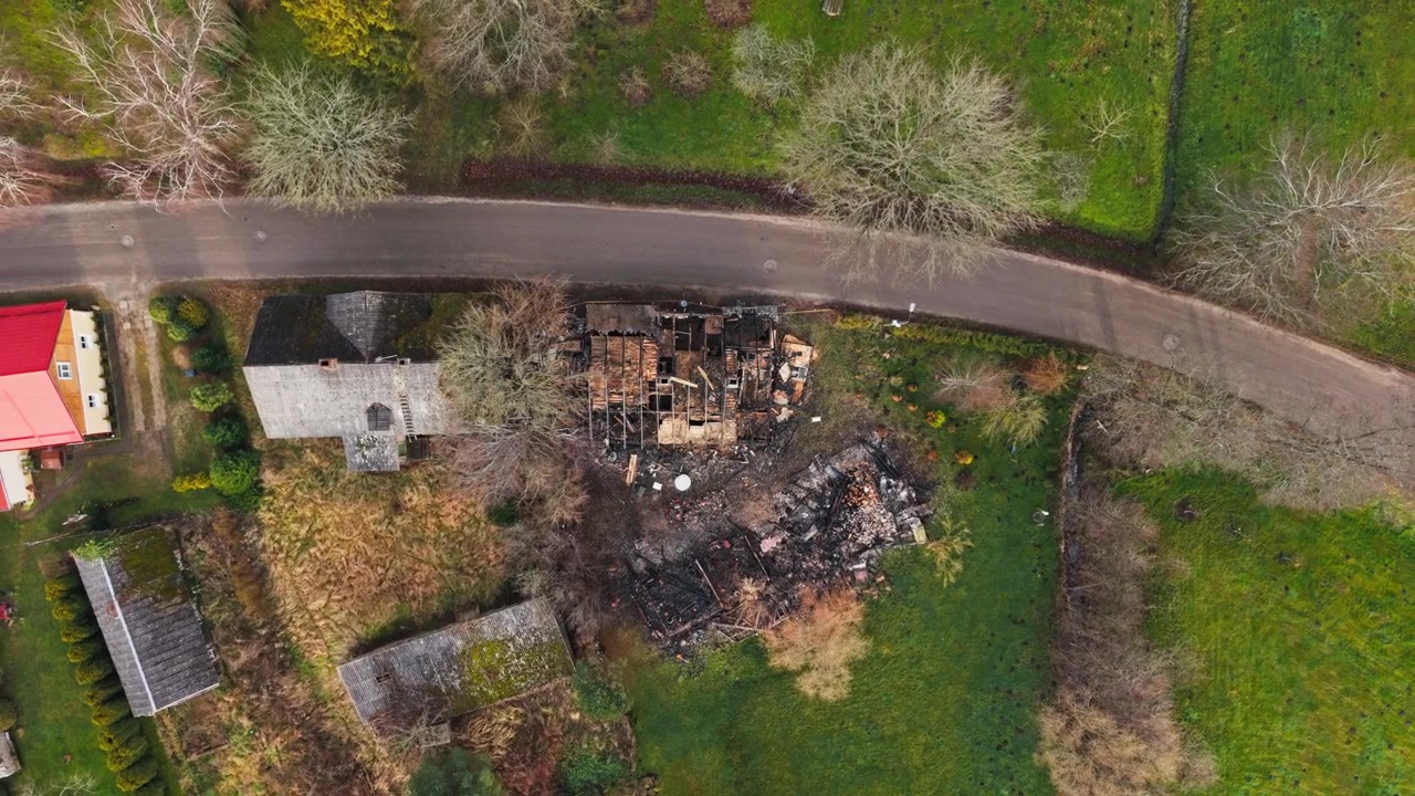 Top down drone view highlights catastrophic property destruction
