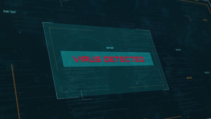 Advarsel om Fundet Virus: Fremtidsorienteret Indlæsningsskærm Animation til Cybersikkerhed med Computerkode Baggrund