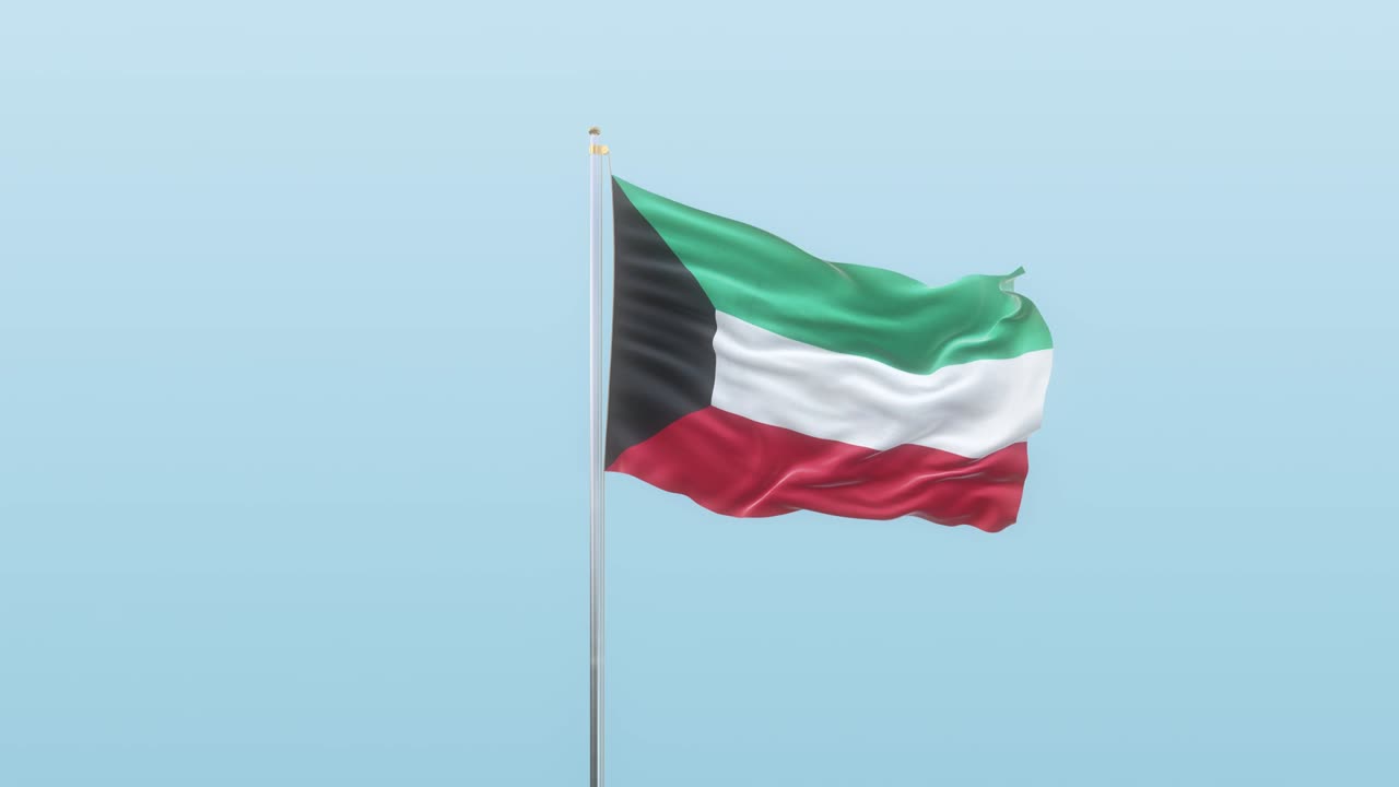 bandera de kuwait con alfa y fondo con diferentes ángulos de movimiento