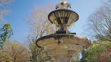 old stone fountain in a park