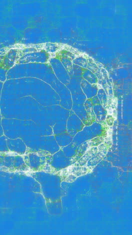 animación de la hilera de adn girando y el cerebro humano en fondo azul