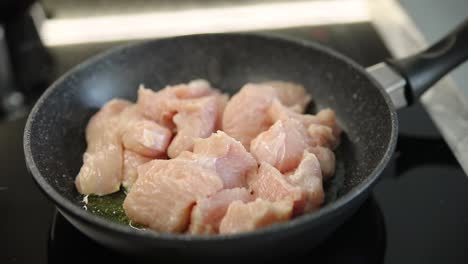 raw chicken breast in pan