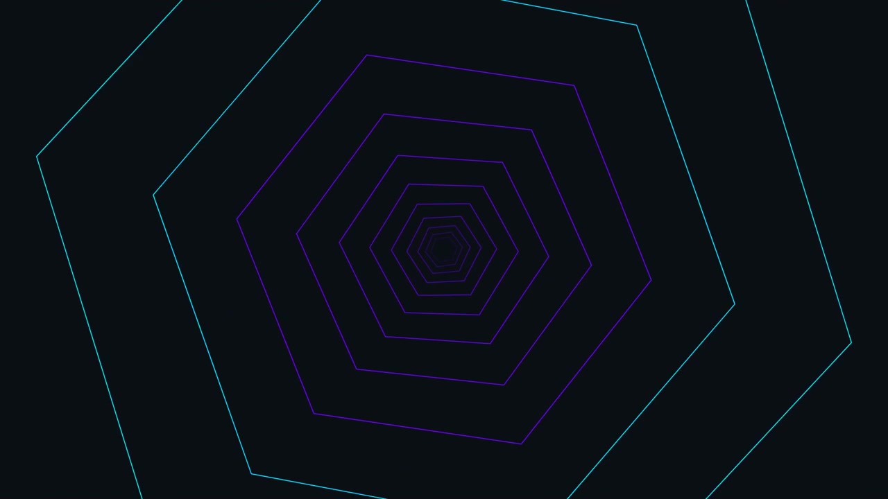 Túnel Abstrato de Formas Hexagonais Brilhantes