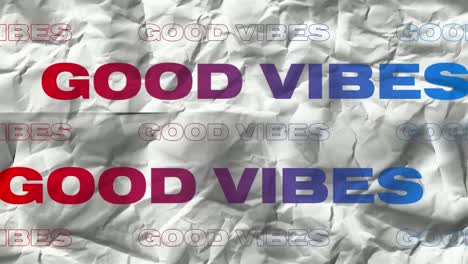 animation of good vibes text in repetition on white background