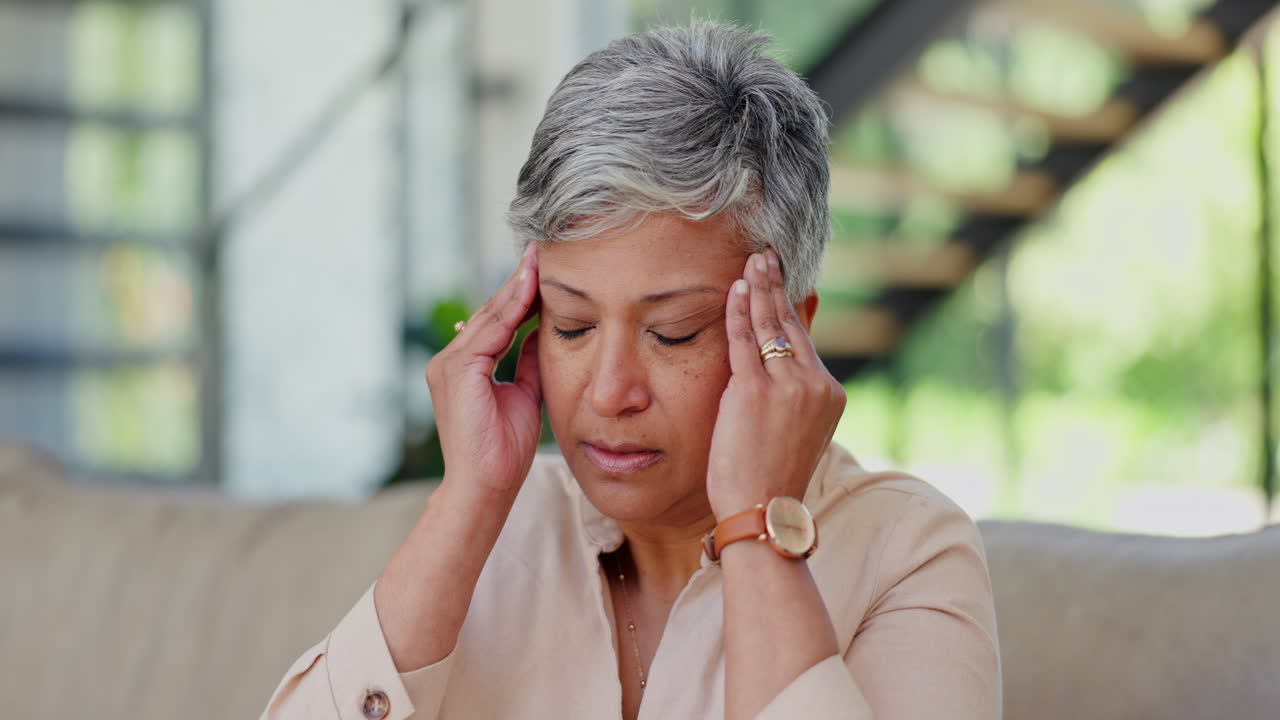 Elderly, woman and headache