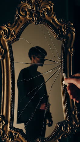 broken mirror reflection