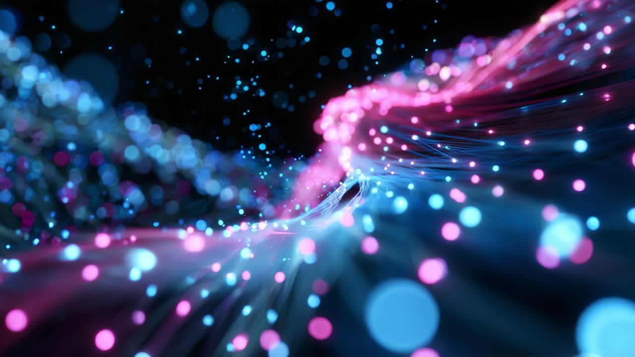 A Stunning Visual Display of Colorful Light Particles Flowing Through Space, Creating a Dynamic and Captivating Scene of Waves and Patterns for a Mesmerizing Viewing Experience