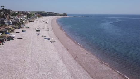 Spectacular-aerial-view-of-a-beach-in-Budleigh-Salterton,-East-Devon,-Englandsea