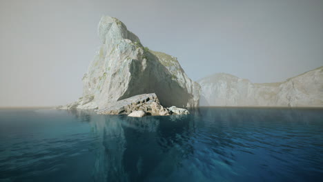 majestic rock formation rising from calm waters near the coast of spain