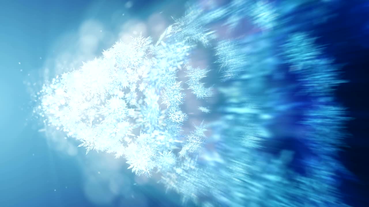 아름다움의 눈송이와 함께 반이는 겨울의 상징, 스핀 눈에서 소용돌이, 겨울 패턴, 아름다움 춤추는 눈송이, 추상적인 루프 애니메이션.