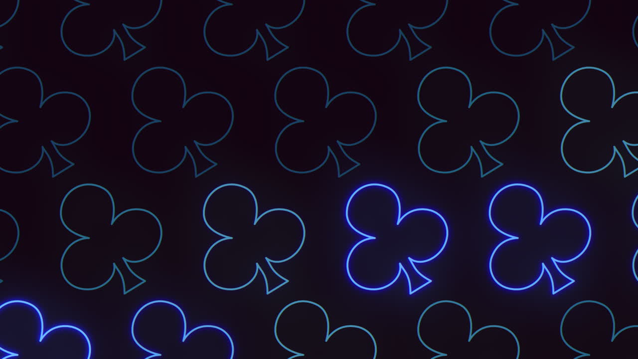 Shimmering black and blue shamrocks on a dark canvas