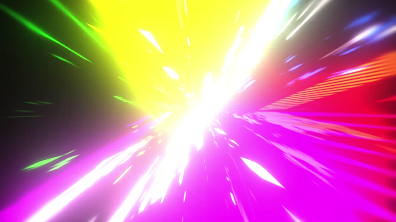 검은 바탕 위에서 움직이는 다채로운 터널의 애니메이션