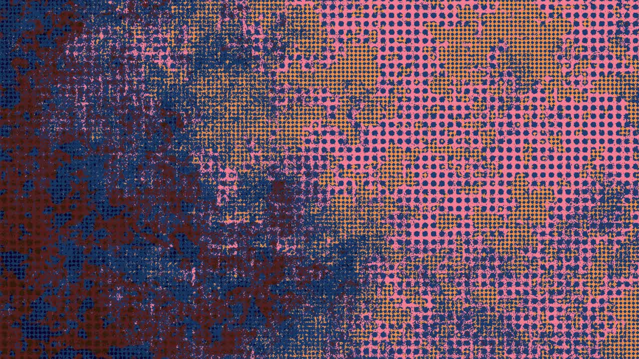Animace pozadí s polotónovou texturou, digitální ilustrace v retro stylu s opotřebovaným efektem.