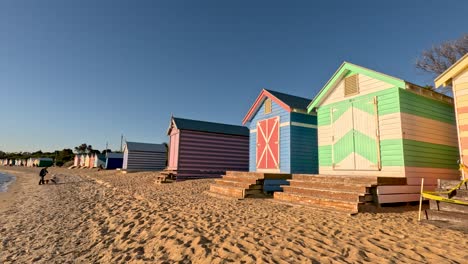 colorful beach huts on sandy brighton beach