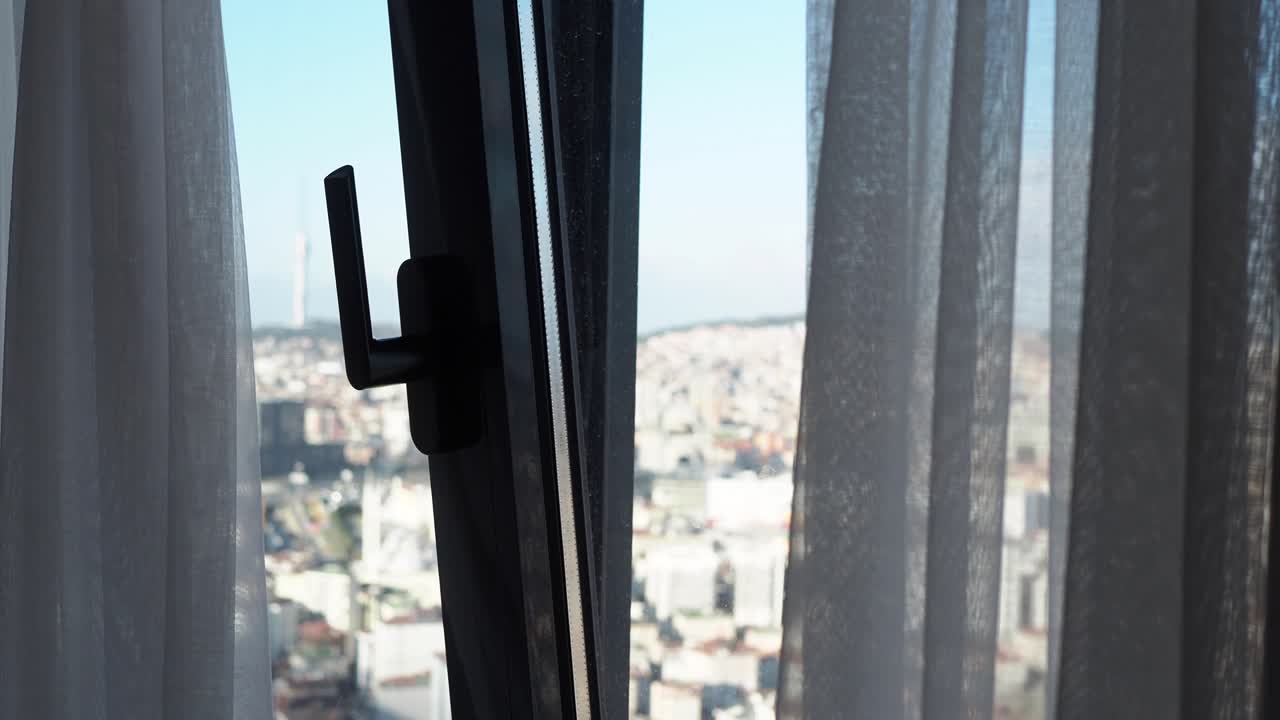 Black plastic pvc window at home