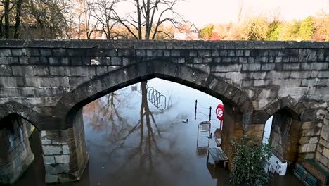 bridge near station road and wellington row flooded, york, united kingdom