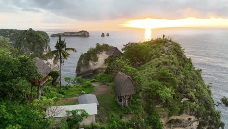 tree house in front of a beautiful coastline - nusa penida island