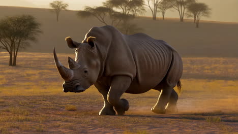 rhino in the african savanna