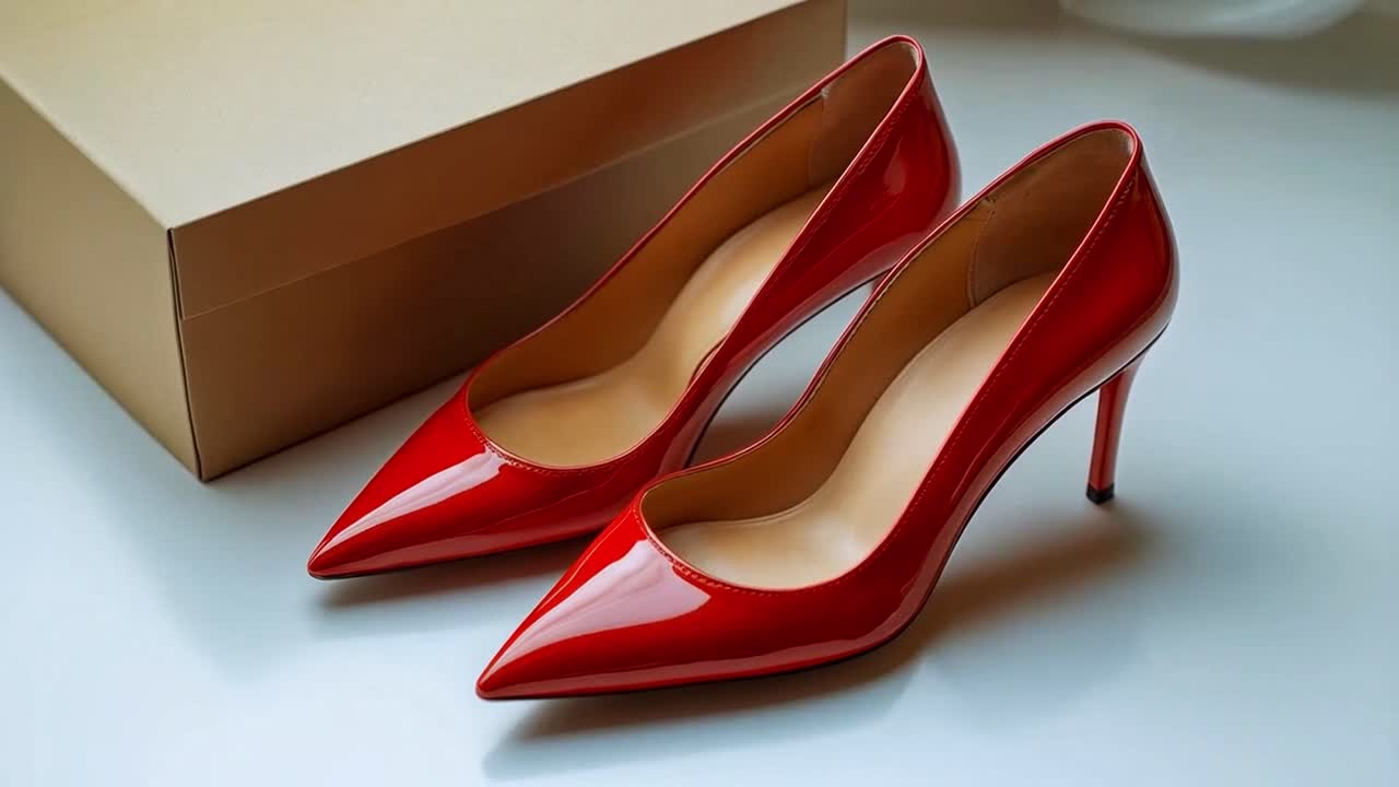 Elegant Red High Heels with Shoebox