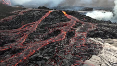 lava flow from active volcano