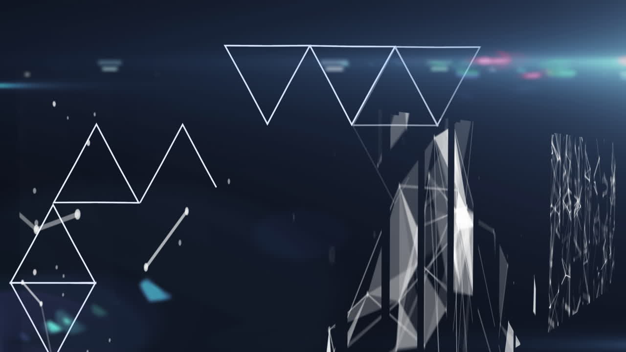 빛과 함께 검은 바탕에 다양한 모양의 애니메이션