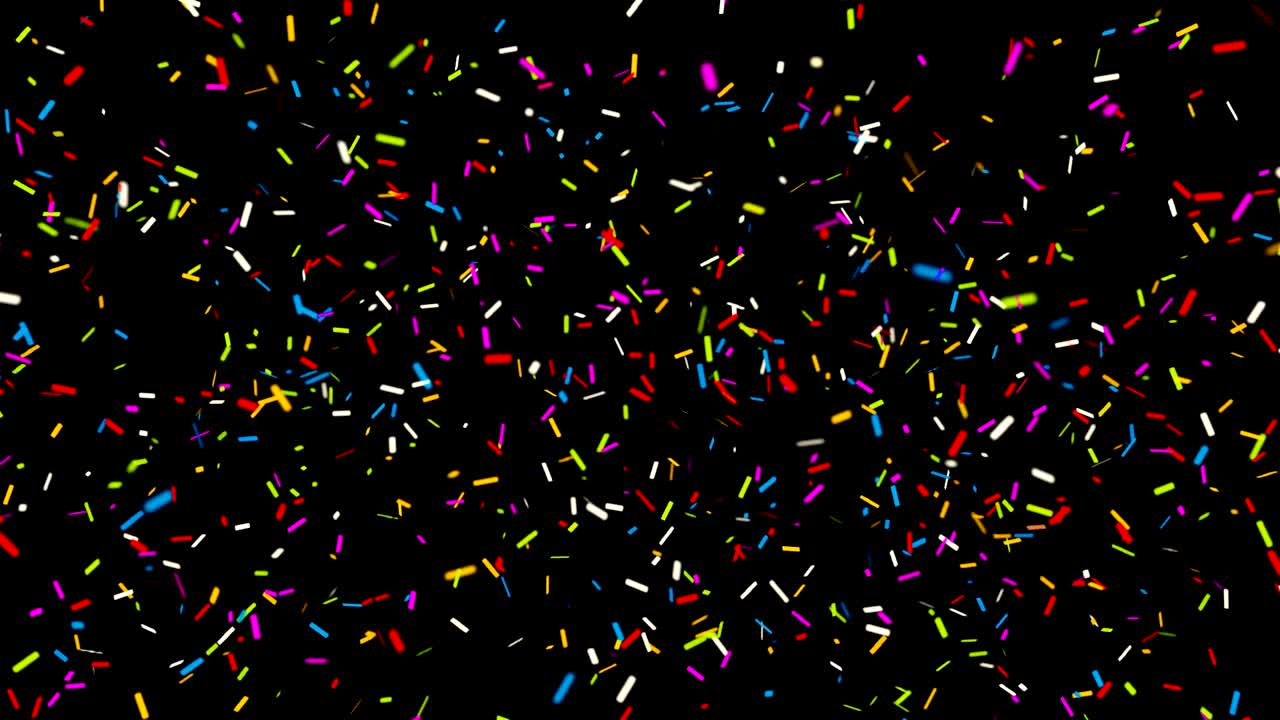 confeti colorido sobre un fondo negro