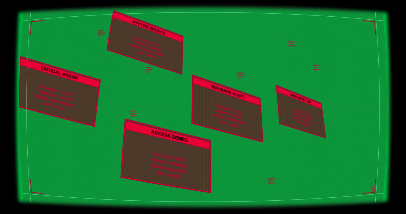 Edge markers causing alerts emerging, joining, tilting across HUD, signaling breach, bg transparent