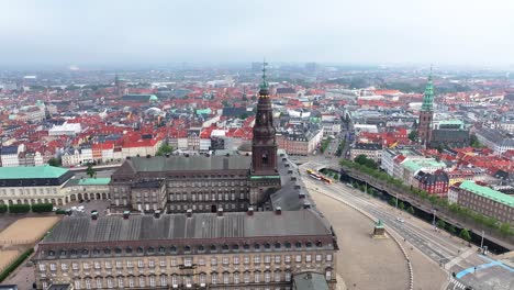 tower of christiansborg palace in copenhagen central city, denmark