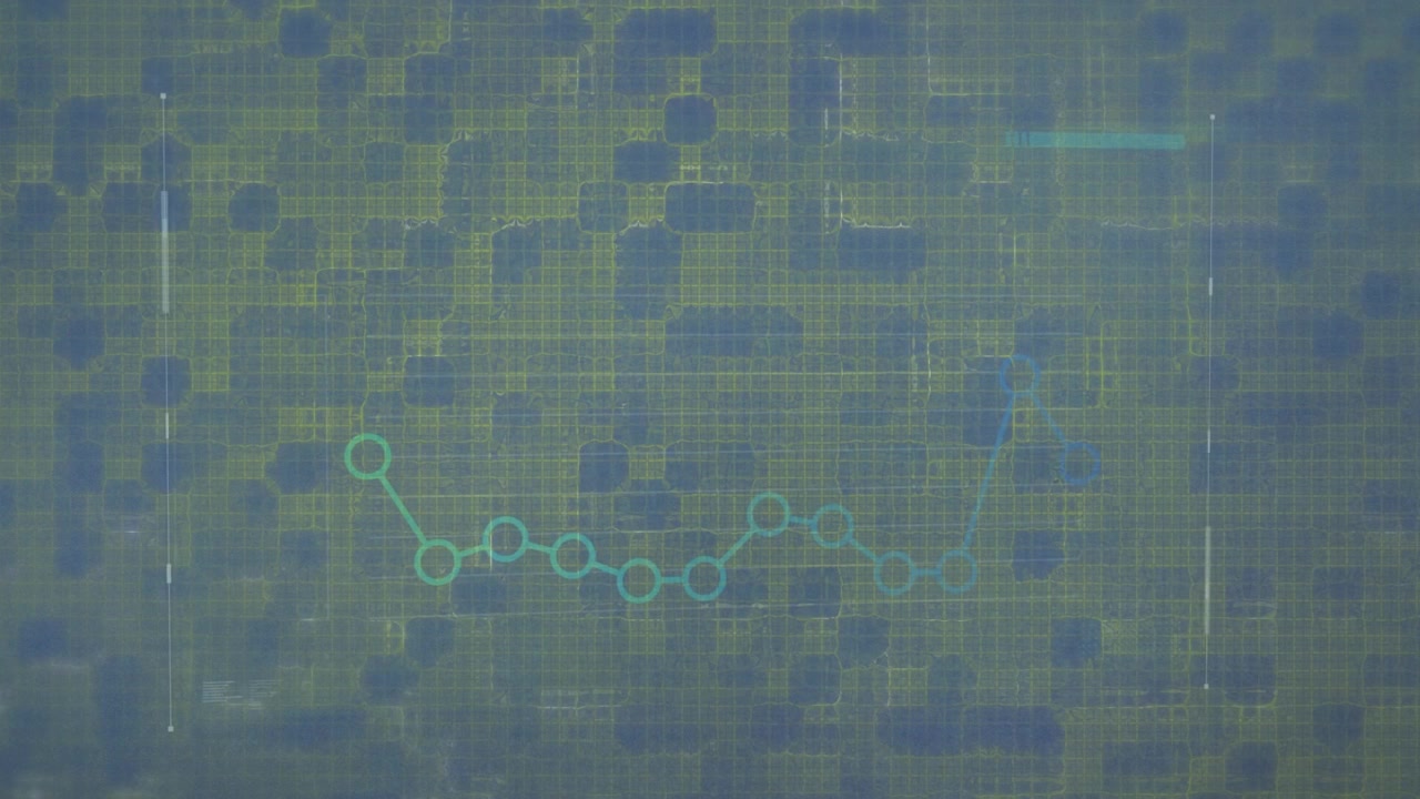 Animatie van lichtvlekken en grafiek op blauwe achtergrond.
