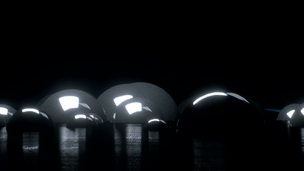 빛의 구로 이루어진 추상적인 장면입니다.