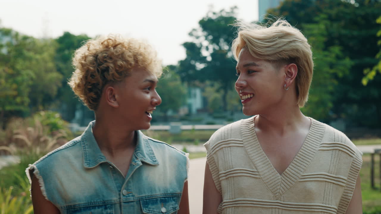 Gay Couple Enjoying Time Together in the Park