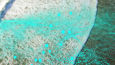 ocean wave being visualized in 3d render, showing turquoise points and large nodes