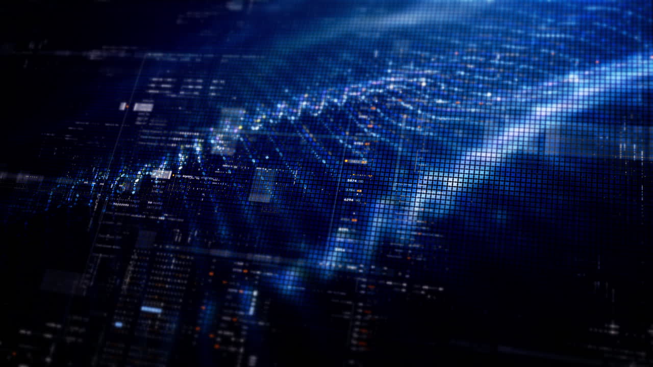 Abstract particle motion with vibrant colors, digital flowing particles, VR, futuristic sci-fi, tech innovation, and immersive cyber space background