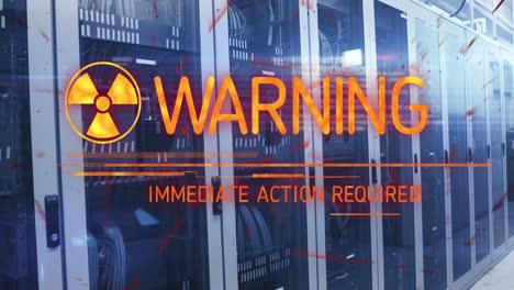 Animation-of-warning-text-and-symbol-over-server-room