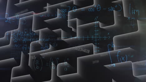 animation of mathematical equations over labyrinth