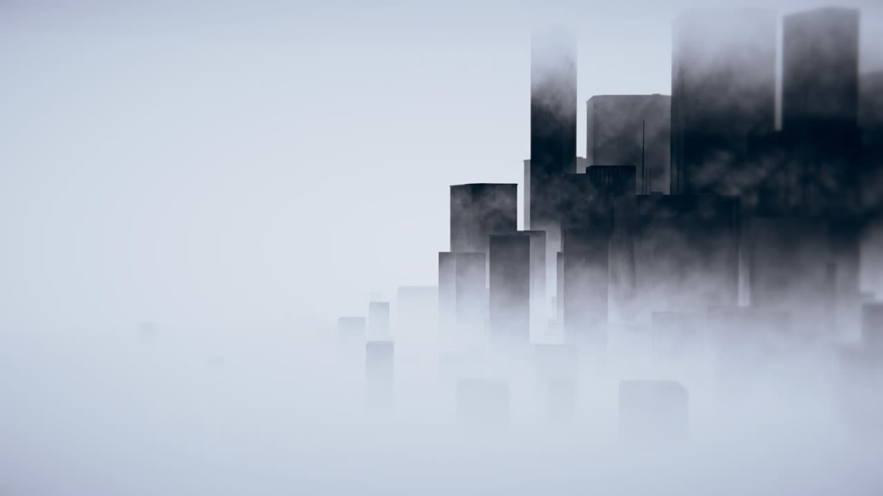 Architecture silhouette of downtown. minimalistic panoramic animation with 2d parallax effect