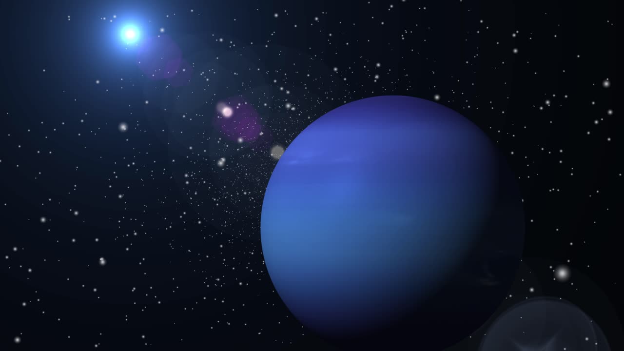 el planeta azul neptuno se mueve con una luz brillante en el espacio