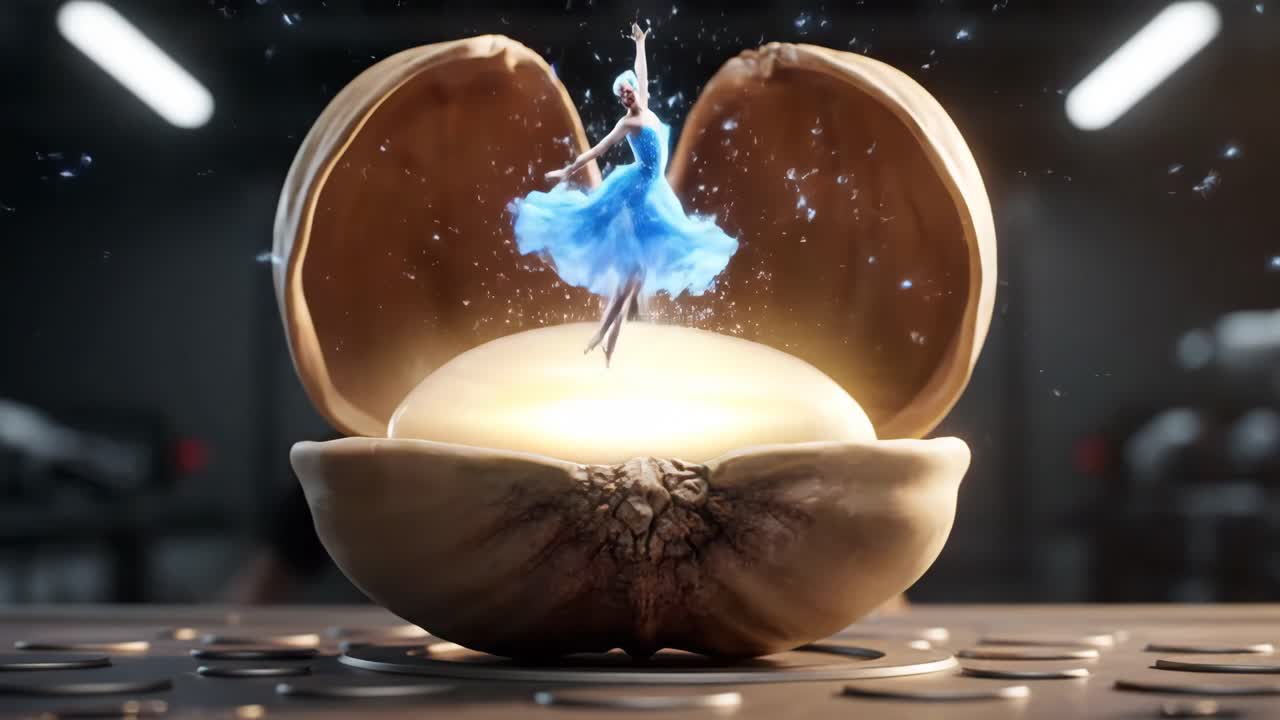 Surreal Coconut Opening with Light and Dancer
