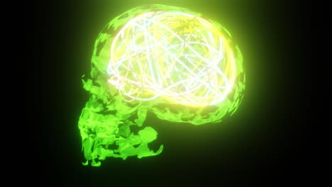 green skull bright mind vj loop background