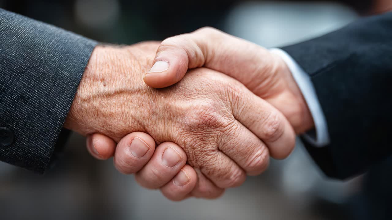 A Close-Up of Two Hands Engaging in a Firm Handshake, Symbolizing Agreement, Trust, and Partnership in a Professional Setting