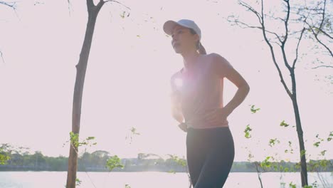 woman running in a park