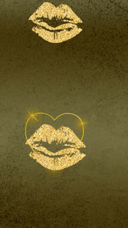 animation of lips and hearts over yellow background