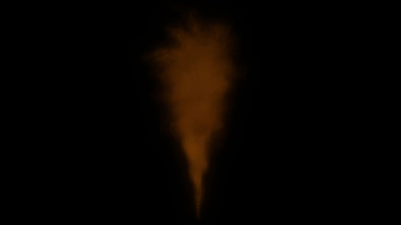 Un potente getto di vapore o gas arancione vibrante attraversa l'inquadratura ad alta velocità su uno sfondo scuro. Perfetto per concetti energetici o industriali. Ideale per transizioni da supereroe, magia del fuoco