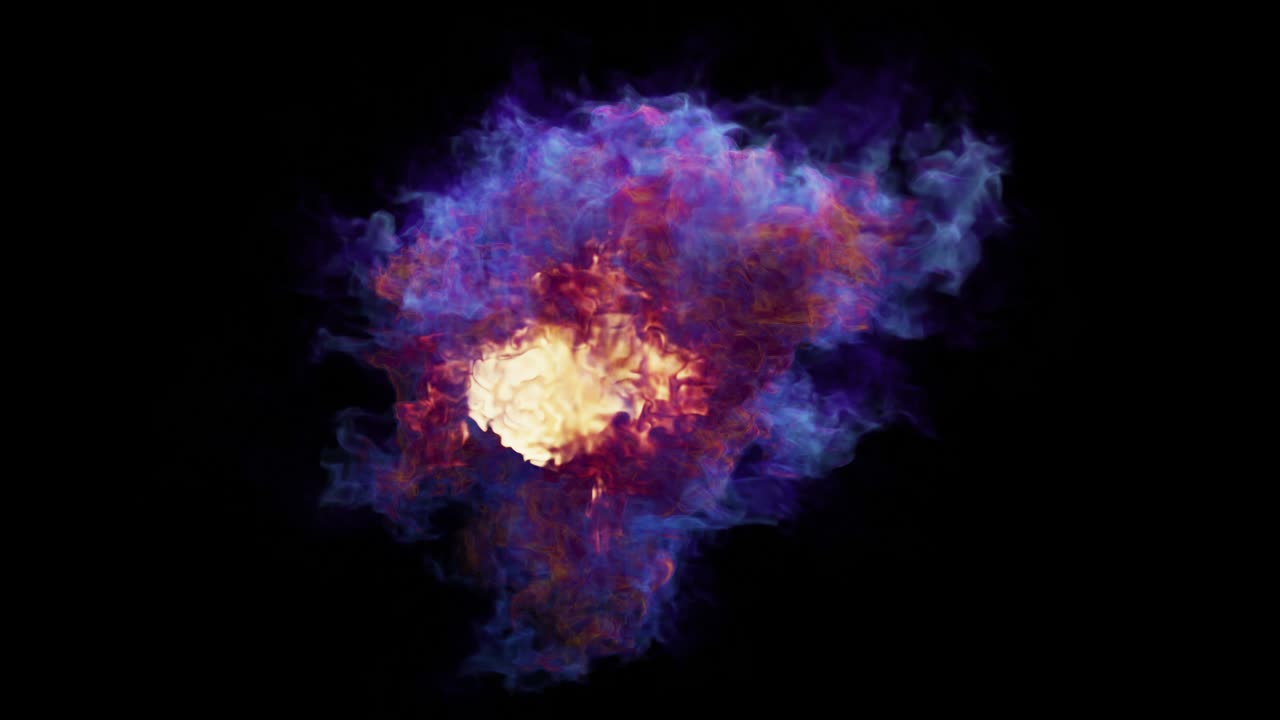 humo colorido, fuego nebulosa cósmica, bucle sin costuras, canal alfa 4k