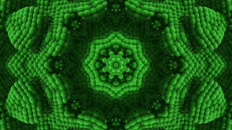 la textura de las bolas en bucle 3d, el fondo decorativo abstractamente adornado, el caleidoscopio hipnótico de moda.