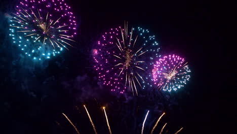 spectacular isolated firework display against black background. static