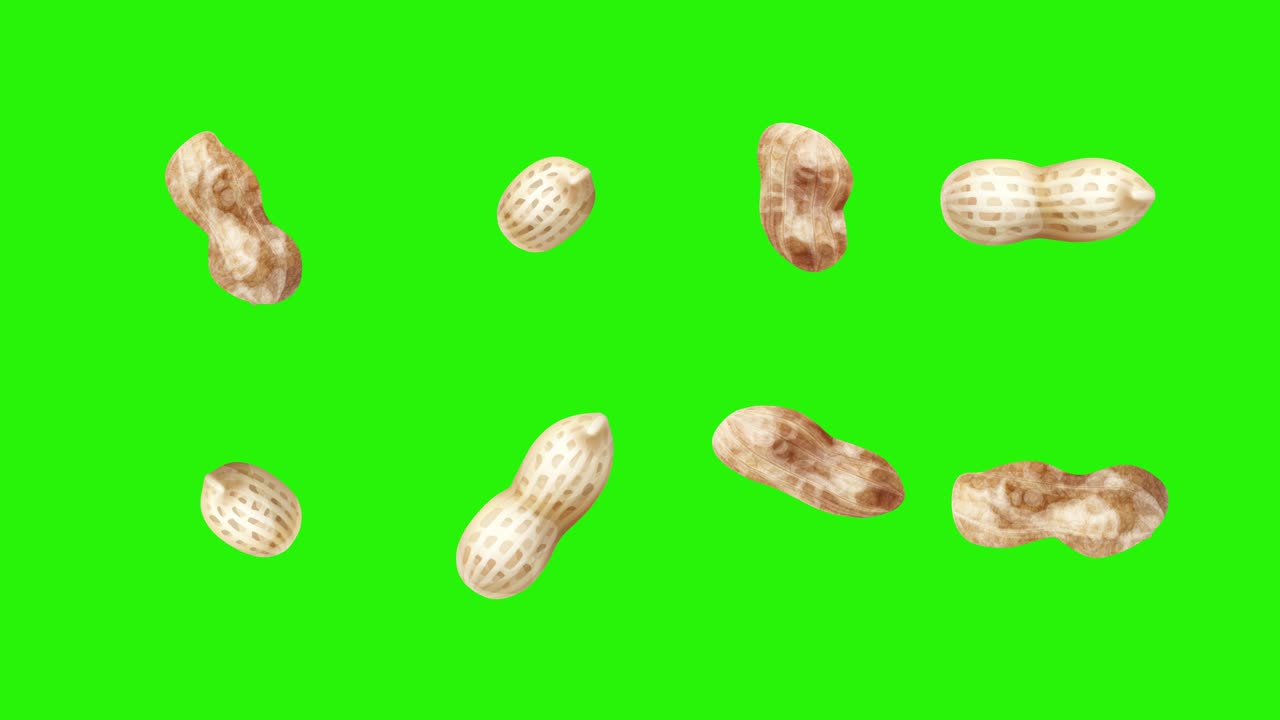 Peanuts animation group on green screen chroma key, graphic source elements