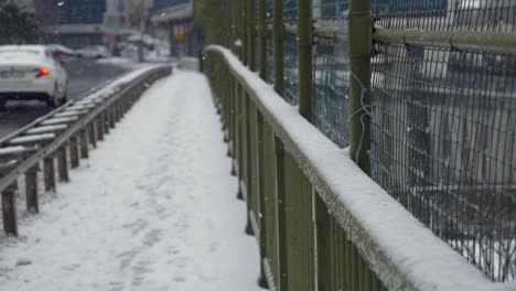 snowy street in the city